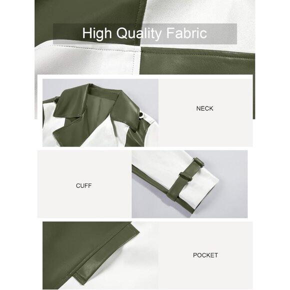 Womens Green Tankaneo Leather Cropped Jacket Oversized Color Block Motorcycle - Picture 6 of 6